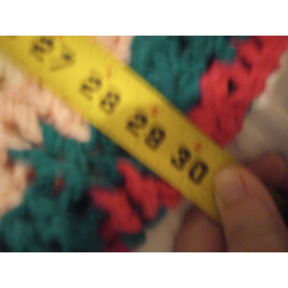 Vintage VTG Hand Crocheted Throw 56" 88" Pink Green Brown White Handmade OOAK - Picture 5 of 5